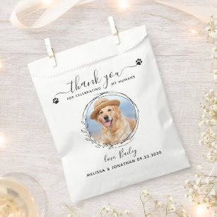 Elegant Custom Pet Photo Thank You Dog Wedding  Favor Bag