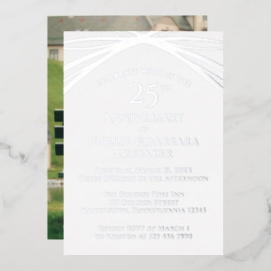 Elegant Custom Photo 25th Wedding Anniversary Foil Invitation