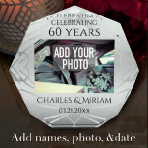 Elegant Custom Photo 60th Wedding Anniversary Gift Block