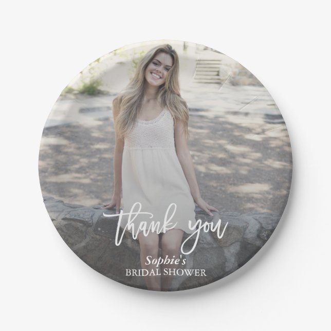 Elegant Custom Photo Bridal Shower Paper Plates (Front)