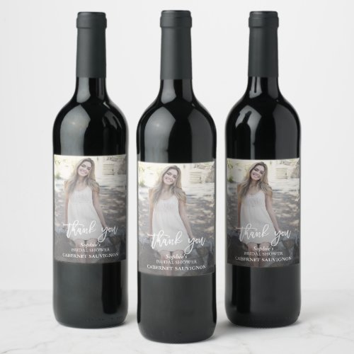 Elegant Custom Photo Bridal Shower Wine Label