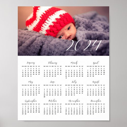 Elegant custom photo calendar 2024 poster