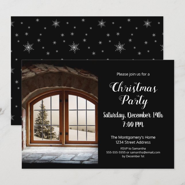 Elegant Custom Photo Christmas Party Invitation (Front/Back)