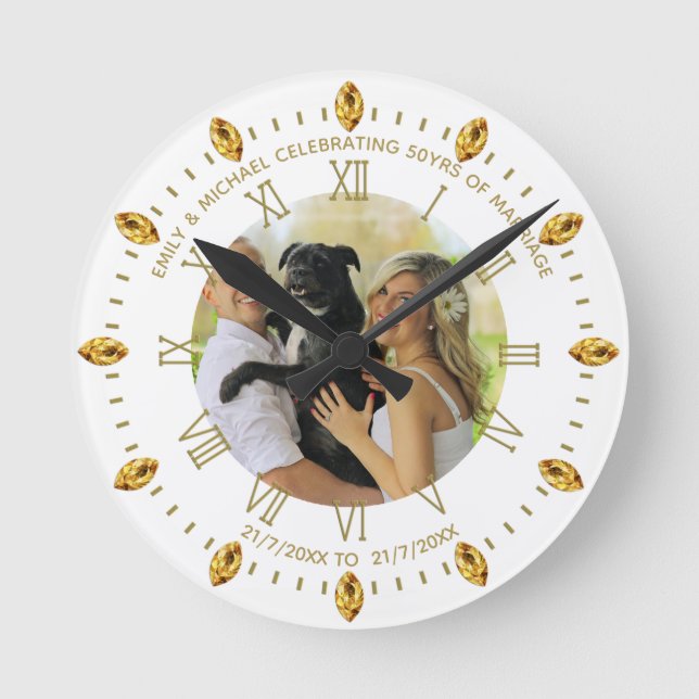 Elegant Custom PHOTO Clock ANY Occasion Add Text (Front)