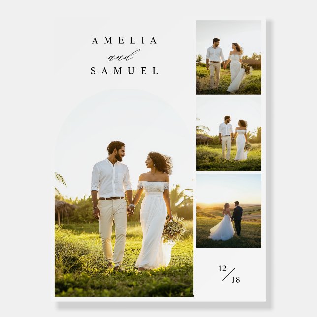 Elegant Custom Photo Collage Wedding Welcome Foam Board (Front)