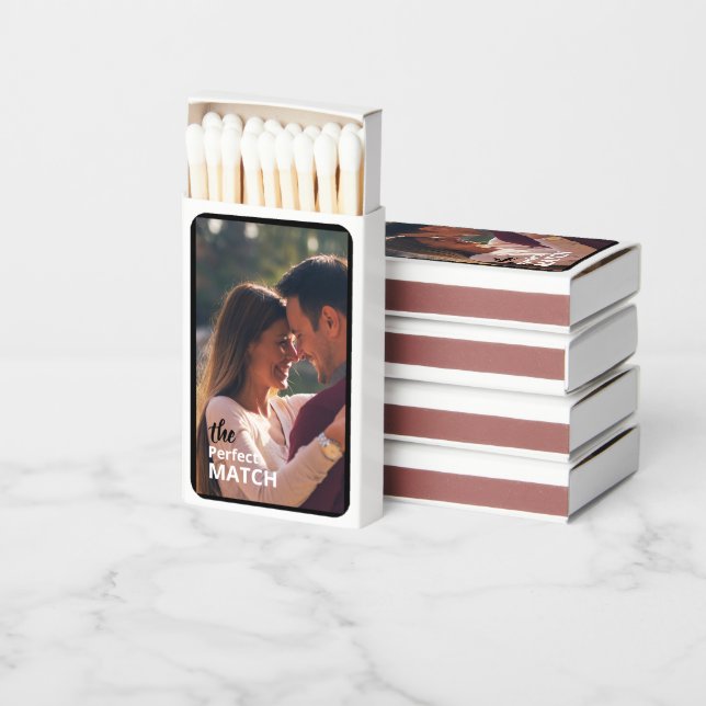Elegant Custom Photo Couple Matchboxes (Stacked)