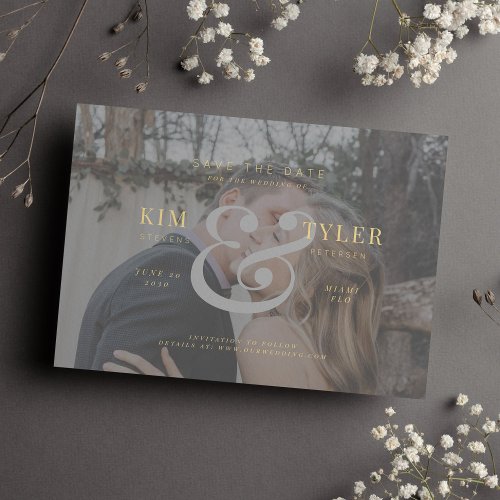 Elegant custom photo faux vellum modern wedding save the date