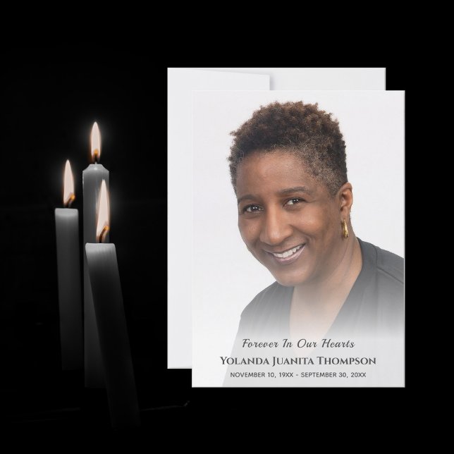 Elegant Custom Photo Forever In Our Hearts Funeral Thank You Card (Creator Uploaded)