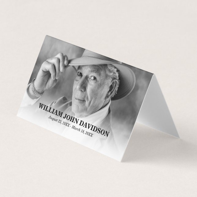 Elegant Custom Photo Funeral Remebrance Business Card (Front)