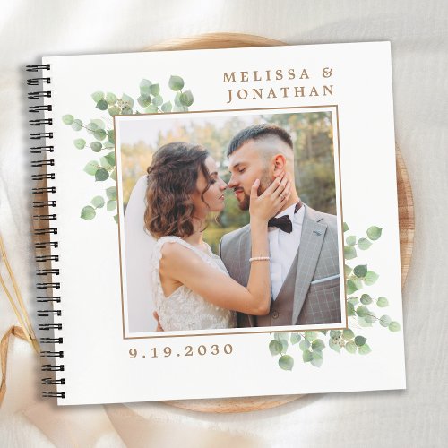 Elegant Custom Photo Greenery Wedding Guest Book