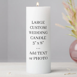 Elegant Custom Photo or Text Large Wedding Pillar Candle