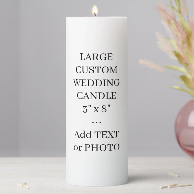 Elegant Custom Photo or Text Large Wedding Pillar Candle (In Situ)