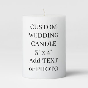 Elegant Custom Photo or Text Small 3"x4" Wedding Pillar Candle