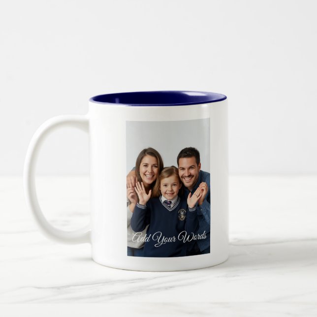 Elegant Custom Photo & Text Personalized  Two-Tone Coffee Mug (Left)