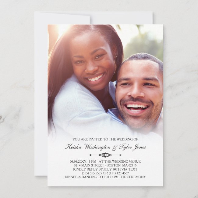 Elegant Custom Photo Wedding Invitation
