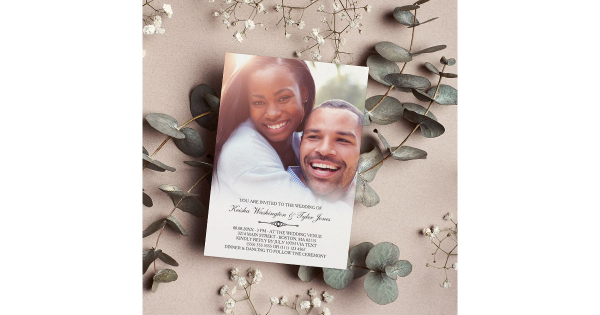 Elegant Custom Photo Wedding Invitation | Zazzle