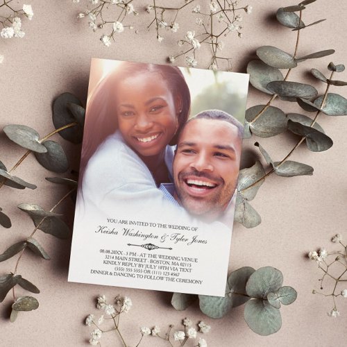 Elegant Custom Photo Wedding Invitation