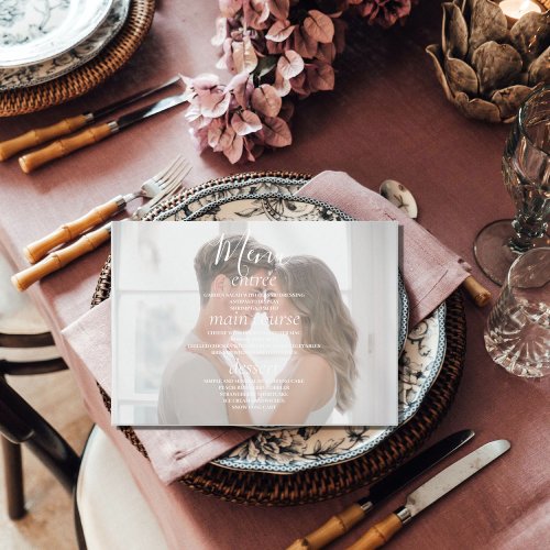 Elegant Custom Photo Wedding Table Menu Cards
