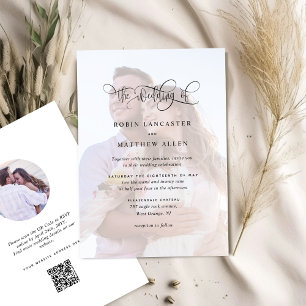 Elegant Custom Photo with QR Code Wedding Invitation