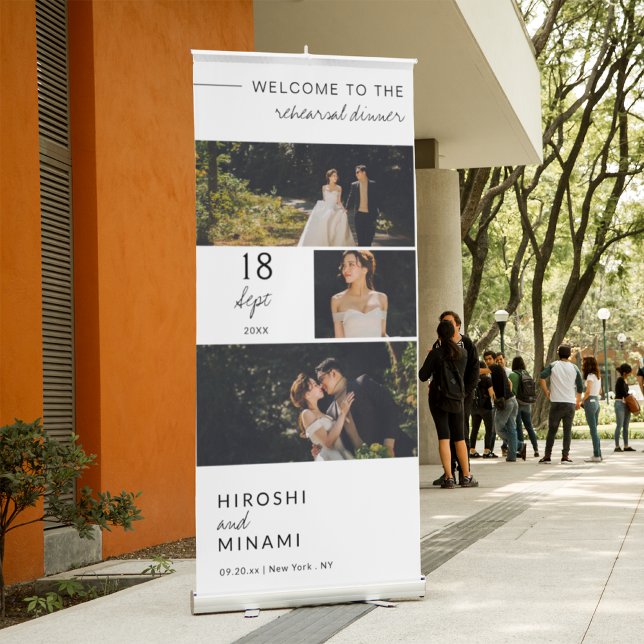 Elegant Custom Photos and Date Rehearsal Dinner Retractable Banner (Creator Uploaded)