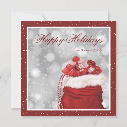 Elegant Custom Red Snow Happy Holiday Cards