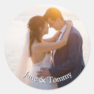 Elegant Custom Round Wedding Invitation Classic Round Sticker