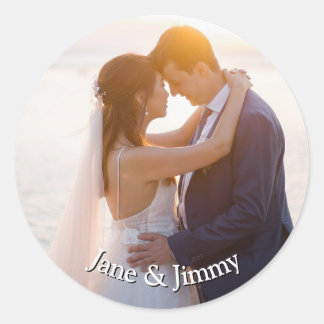 Elegant Custom Round Wedding Invitation Classic Round Sticker