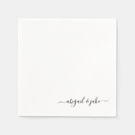 Elegant Custom Script Couple Names Wedding Napkins