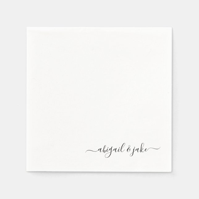 Elegant Custom Script Couple Names Wedding Napkins (Front)