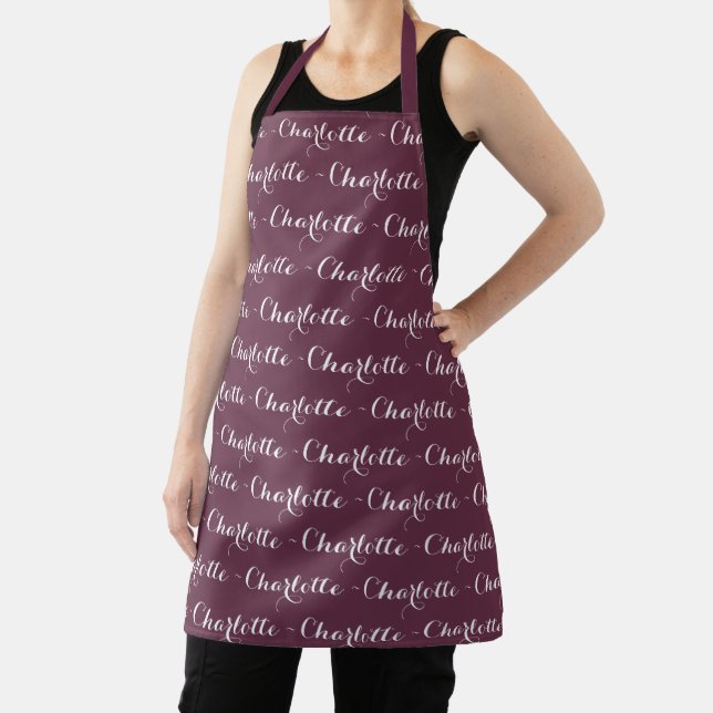 Elegant Custom script mauve chic pattern Apron (Insitu)