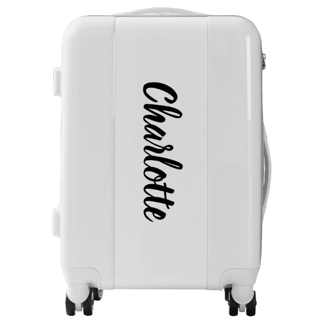 Elegant Custom script name monogram black white Luggage (Front)
