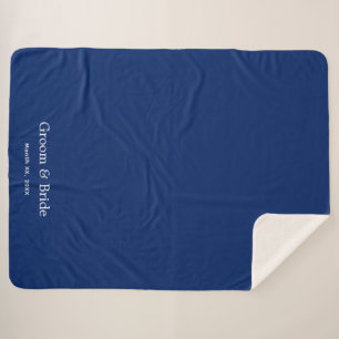 Elegant Custom Script Navy Wedding Navy Sherpa Blanket