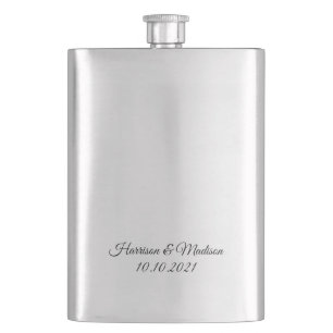 Elegant custom script text chic Wedding gift favor Flask