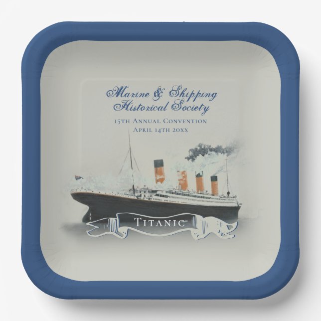  Elegant Custom Script Titanic  Paper Plates (Front)