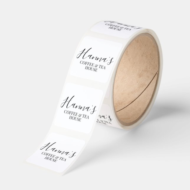 Elegant Custom Small Business Name White  Square Sticker (Roll)
