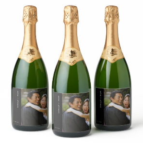Elegant Custom Sparkling Wine Wedding Photo Label