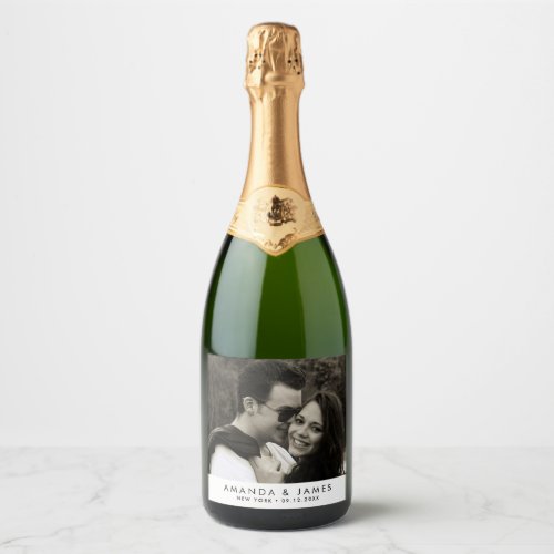 Elegant Custom Sparkling Wine Wedding Photo Sparkling Wine Label