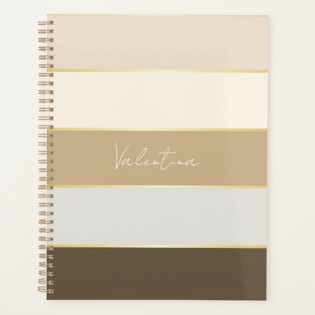 elegant Custom Summer Colors Color Block Stripes Planner (Front)