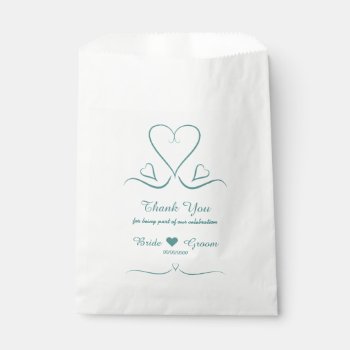 Elegant Custom Teal Wedding Heart Favor Bags by SoaringDreams at Zazzle