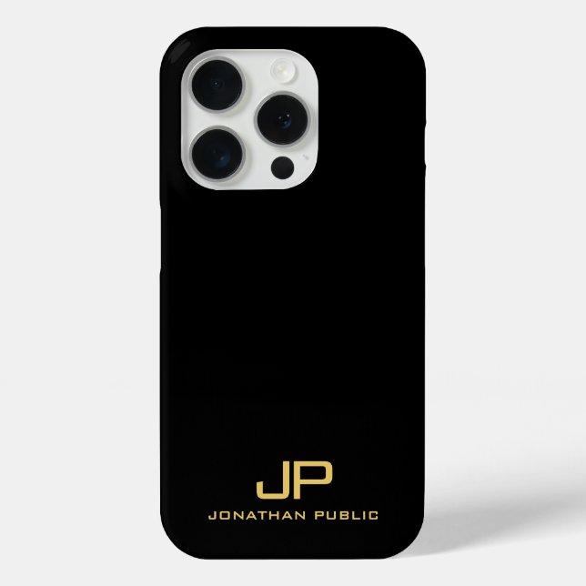 Elegant Custom Template Monogram Black And Gold Case-Mate iPhone Case (Back)
