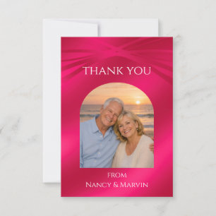 Elegant Custom Text Arch Photo Ruby Red Thank You Card