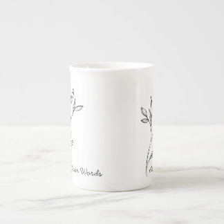 Elegant Custom Text Black and White Simple Style  Bone China Mug
