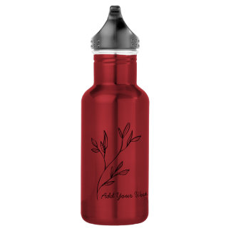 Elegant Custom Text Black and White Simple Style  Stainless Steel Water Bottle