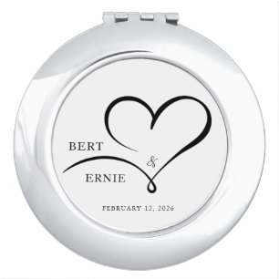 Elegant Custom Text Compact Mirror Wedding Favor