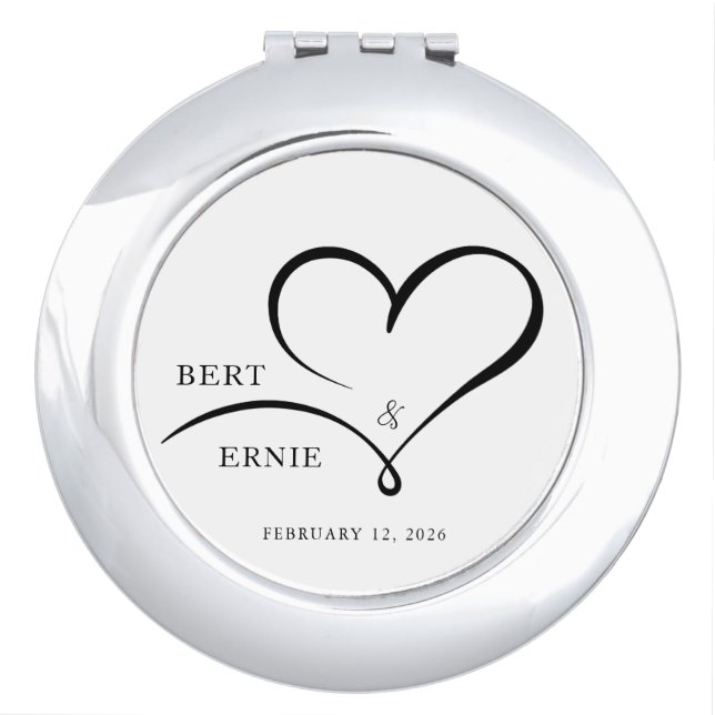 Elegant Custom Text Compact Mirror Wedding Favor (Front)