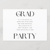 Elegant Custom Text Grad Photo Party Invitation (Back)