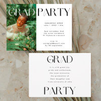 Elegant Custom Text Grad Photo Party Invitation