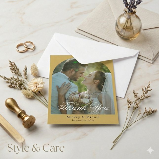 Elegant Custom Text Photo Wedding Note Card (Elegant Custom Text Photo Wedding Note Card)