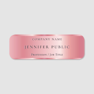 Elegant Custom Text Rose Gold Glamour Template Name Tag