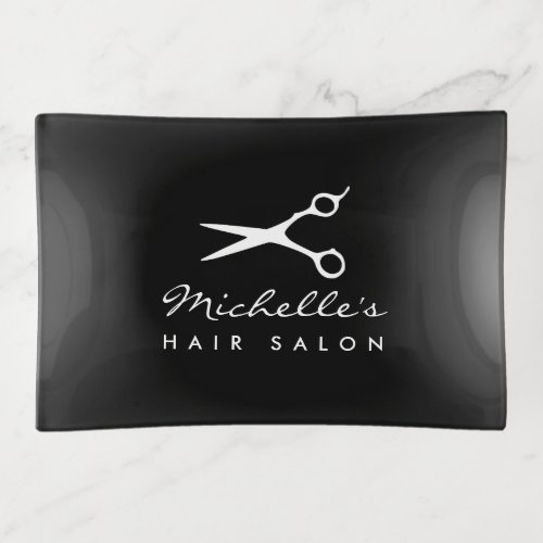 Elegant custom trinket tray for hair salon counter